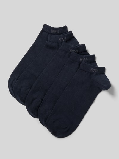 BOSS Sneakersocken mit Label-Schriftzug im 5er-Pack Modell 'Uni Color' Dunkelblau 1