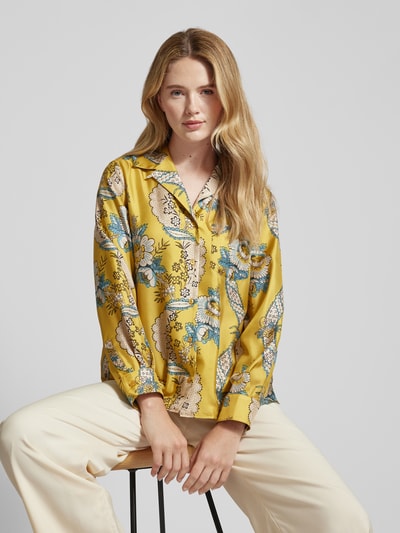 Weekend Max Mara Zijden blouse met reverskraag, model 'ONCIA' Mosterdgeel - 3