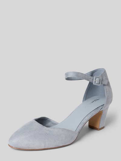 Produktfoto, czółenka 'Pumps in Velourslederoptik' von Tamaris, jednokolorowy, nosek buta spiczasty, obcas stożkowy, sprzączka, lekko fakturowana podeszwa
