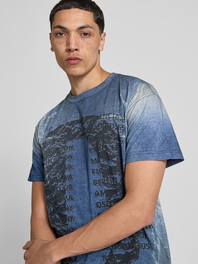 Diesel T-Shirt mit geripptem Rundhalsausschnitt Blau 3