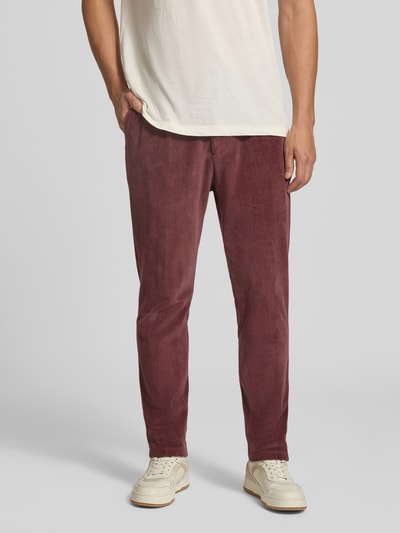 Zuitable Slim Fit Hose aus Baumwoll-Mix in Cord-Optik Modell 'Cliffer' Bordeaux 4