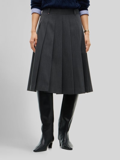 Tommy Hilfiger Regular Fit Midi-Rock aus Baumwoll-Mix Dunkelgrau 4