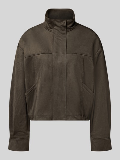 Produktfoto, Oversized Jacke in Leder-Optik Modell 'Neila' von someday., elastischer Material-Mix, braun, strukturierte Oberfläche