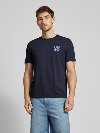 HUGO T-Shirt mit Label-Print Modell 'Dimoniti' Marine 4