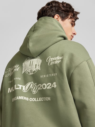 Multiply Apparel Oversized Hoodie mit Label-Print Oliv 3