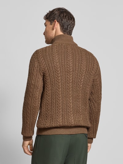 Jack & Jones Premium Gebreide pullover met ribboorden, model 'BLUSEAN' Middenbruin - 5