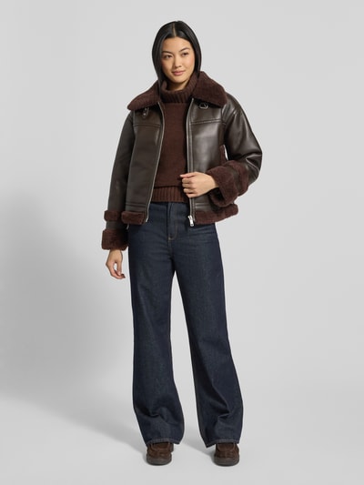 s.Oliver RED LABEL Regular Fit Rollkragenpullover aus Baumwoll-Mix Dunkelbraun 1