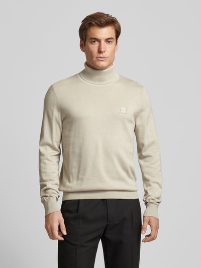 BOSS Orange Rollkragenpullover mit Label-Detail Modell 'Akiro' Sand 4