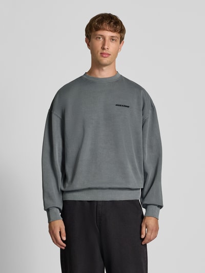 Pegador Oversized Sweatshirt mit Label-Stitching Mittelgrau 4