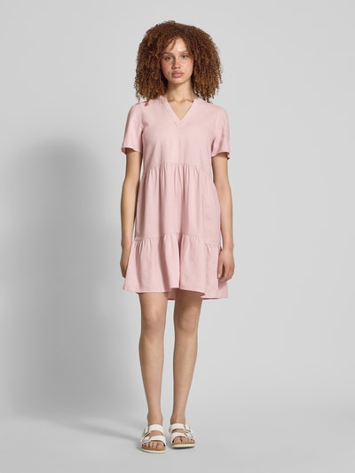 Only Comfort Fit Freizeitkleid aus Viskose-Leinen-Mix Modell 'TIRI-CARO' Rosa 1