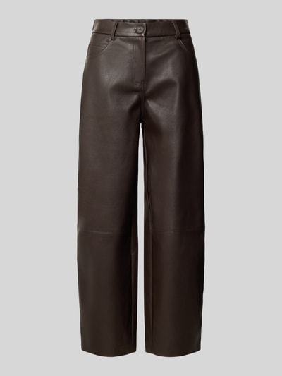 OPUS Kunstlederhose mit Gürtelschlaufen Dunkelbraun 1