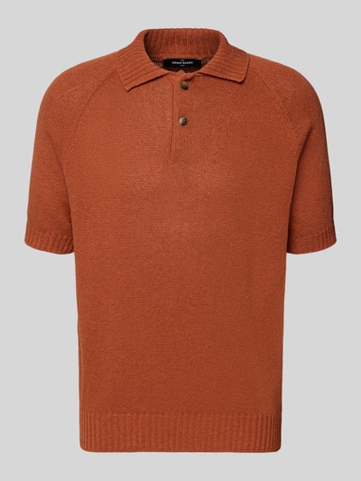 Produktfoto, Regular Fit Poloshirt aus Baumwoll-Kaschmir-Mix mit Knopfleiste von GRAN SASSO, krój regular fit, mieszanka bawełny i kaszmiru, listwa guzikowa, długość tyłu w rozmiarze 50: 68 cm, kolor ceglasty, dzianina o widocznej strukturze