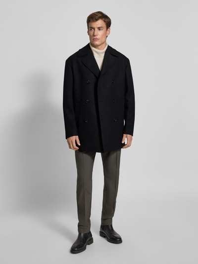 Matinique Lange jas van wolmix, model 'BURNLEY' Zwart - 1