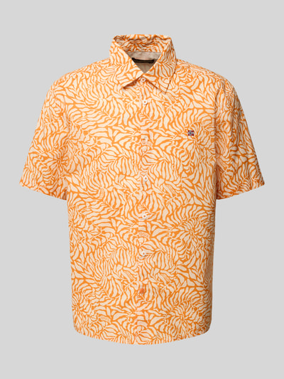 Napapijri Koszula casualowa o kroju slim fit z wyhaftowanym logo Pomarańczowy 2