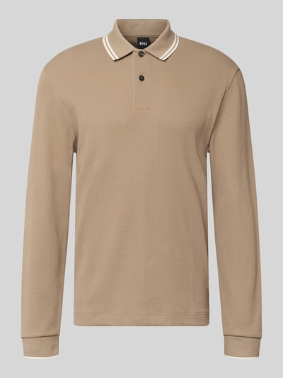 Produktfoto, regular fit poloshirt uit katoenmix model 'H-Pittman 10' van BOSS in beige met fijne structuur, Heren poloshirt