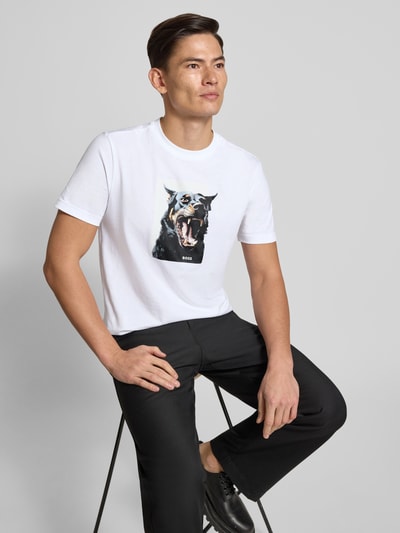 BOSS Orange Slim fit T-shirt van puur katoen, model 'TE_DOBERMANN' Wit - 3