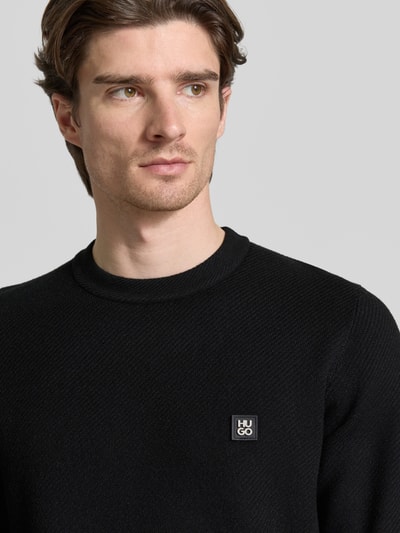 HUGO Regular Fit Pullover mit Schurwoll-Anteil Modell 'SETAL' Black 3