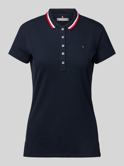 Tommy Hilfiger Slim Fit Poloshirt mit Kontraststreifen Dunkelblau 2