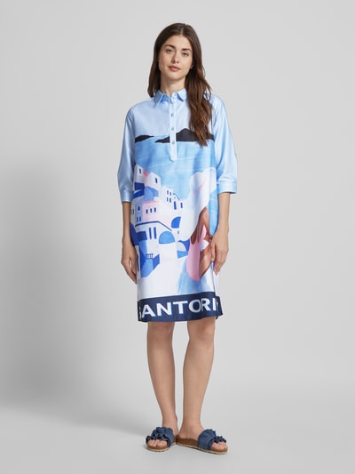 Milano Italy Knielanges Kleid mit Allover-Print Blau 4