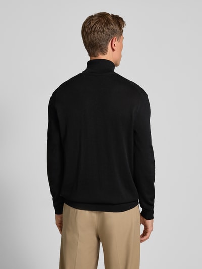 Casual Friday Slim fit gebreide pullover met col, model 'Osvald' Zwart - 5