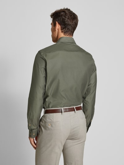 Profuomo Slim fit zakelijk overhemd met haaikraag Olijfgroen - 5