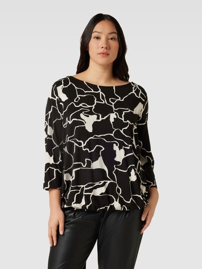 Fransa Plus PLUS SIZE T-shirt met 3/4-mouwen, model 'Dot' Zwart - 4