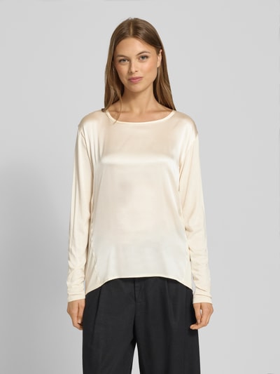 BOSS Regular Fit Langarmshirt aus Viskose und Seide-Mix Offwhite 4