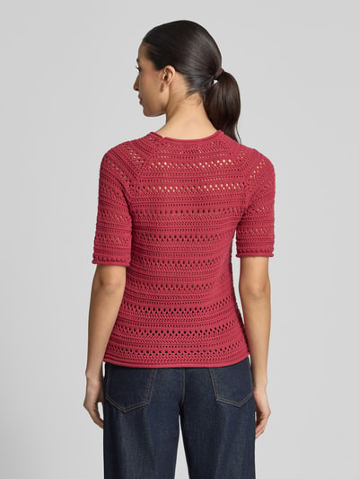 Jake*s Casual Strickshirt mit Rundhalsausschnitt Dunkelrot 5