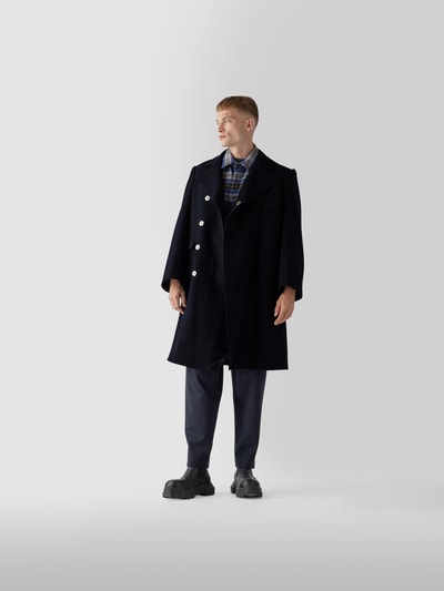 Maison Margiela Wollmantel mit Reverskragen Marineblau 1