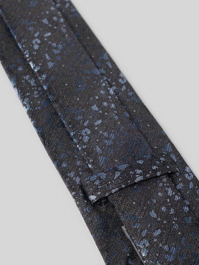 Produktfoto, Krawatte aus Seide im Allover-Look (7,5 cm) von MONTI, dunkle Grundfarbe mit feinen blauen Mustern, glatte Textur
