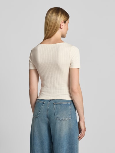 Jake*s Casual T-Shirt mit Spitzenbesatz und Knopfleiste Ecru 5