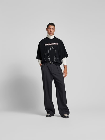 VETEMENTS Oversized T-Shirt mit Label-Print Black 1