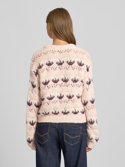 Vero Moda Regular Fit Strickpullover mit Lochstrickmuster Modell 'IDELLE' Rosa 5