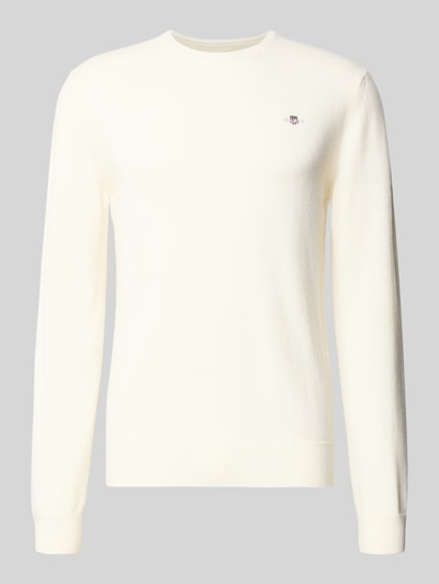 Gant Strickpullover aus reiner Lammwolle mit gerippten Abschlüssen Offwhite 2