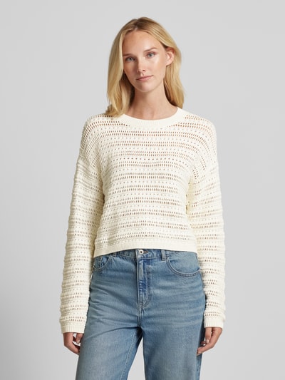 Mango Strickpullover mit Lochmuster Modell 'MUDITO' Offwhite 4