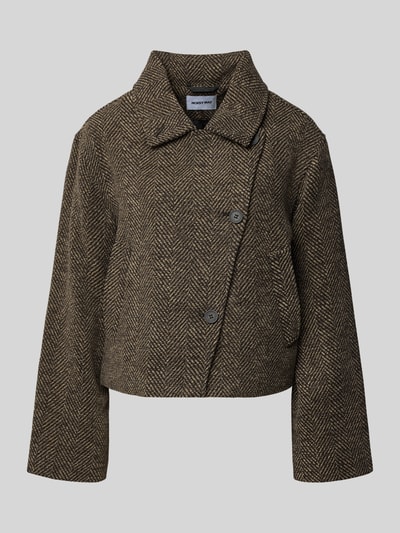 Productfoto, Jacke met steekzakken model 'MADDIE' van NOISY MAY®, bruin-beige visgraatpatroon, knoopsluiting, regular fit, kraag, zachte textuur