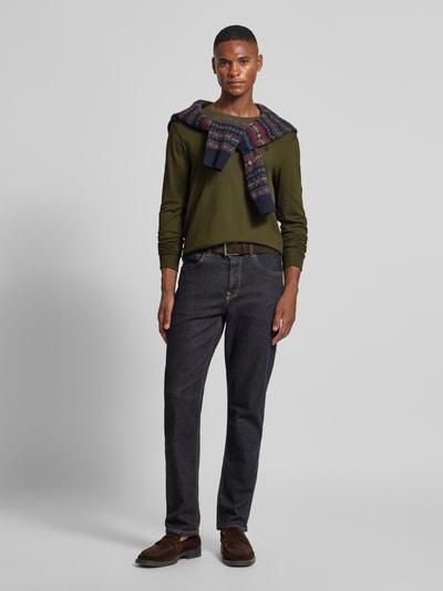 Polo Ralph Lauren Regular Fit Longsleeve mit Logo-Stitching Modell 'Jersey' Oliv 1