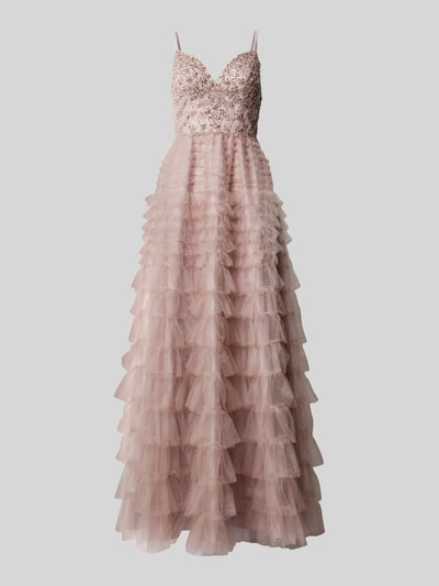 Unique Abendkleid mit Volants Rose 2