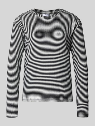 Jake*s Casual Pyjamabovendeel met geribde ronde hals Donkerblauw - 1