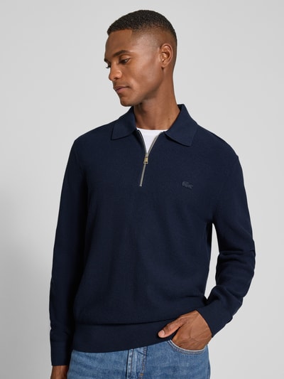Lacoste Regular Fit Strickpullover in Waffel-Optik Marine 3