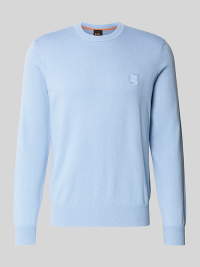 BOSS Orange Regular Fit Strickpullover aus Baumwoll-Kaschmir-Mix Hellblau 2