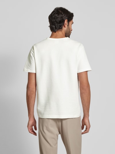 SELECTED HOMME T-Shirt mit geripptem Rundhalsausschnitt Modell 'SANDER' Offwhite 5