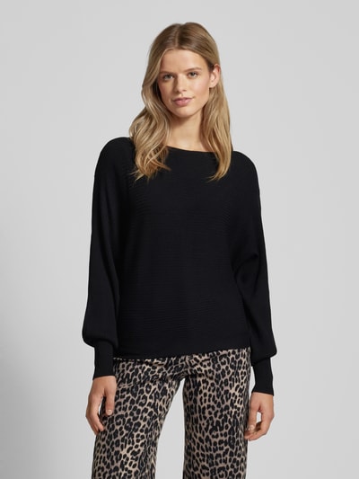 Only Gebreide pullover met boothals, model 'ADALINE' Zwart - 4