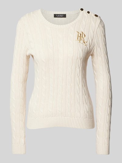 Lauren Ralph Lauren Strickpullover mit Label-Stitching Modell 'MONTIVA' Offwhite 2