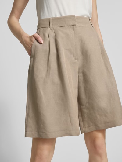 s.Oliver BLACK LABEL Relaxed fit bermuda van een mix van viscose en linnen Taupe - 3