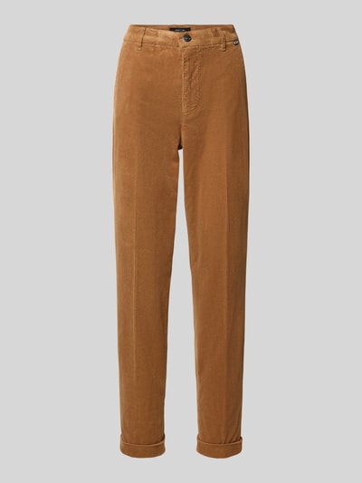 Productfoto, Cordhose met omgeslagen zoom van Marc Cain, katoenmix met stretch, slim fit, Franse steekzakken, opgezette achterzakken, knoop- en ritssluiting, taillewijdte 41 cm, binnenbeenlengte 73 cm