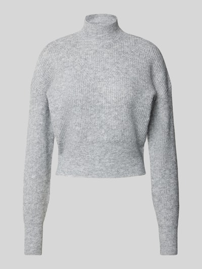 Noisy May Gebreide pullover met opstaande kraag, model 'NELLA' Middengrijs gemêleerd - 2