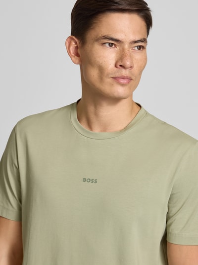 BOSS Orange Regular fit T-shirt van katoenmix Lindegroen - 3