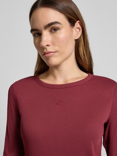 s.Oliver RED LABEL Slim Fit Langarmshirt in Ripp-Optik Bordeaux 3
