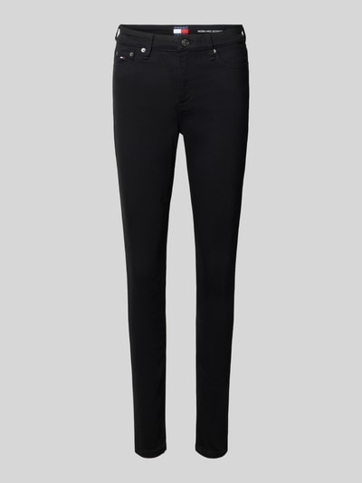 Produktfoto, schwarze Skinny Fit Jeans aus Baumwoll-Mix Modell 'NORA' von Tommy Jeans, Damen Skinny Fit Jeans von Tommy Jeans, glatte Oberfläche